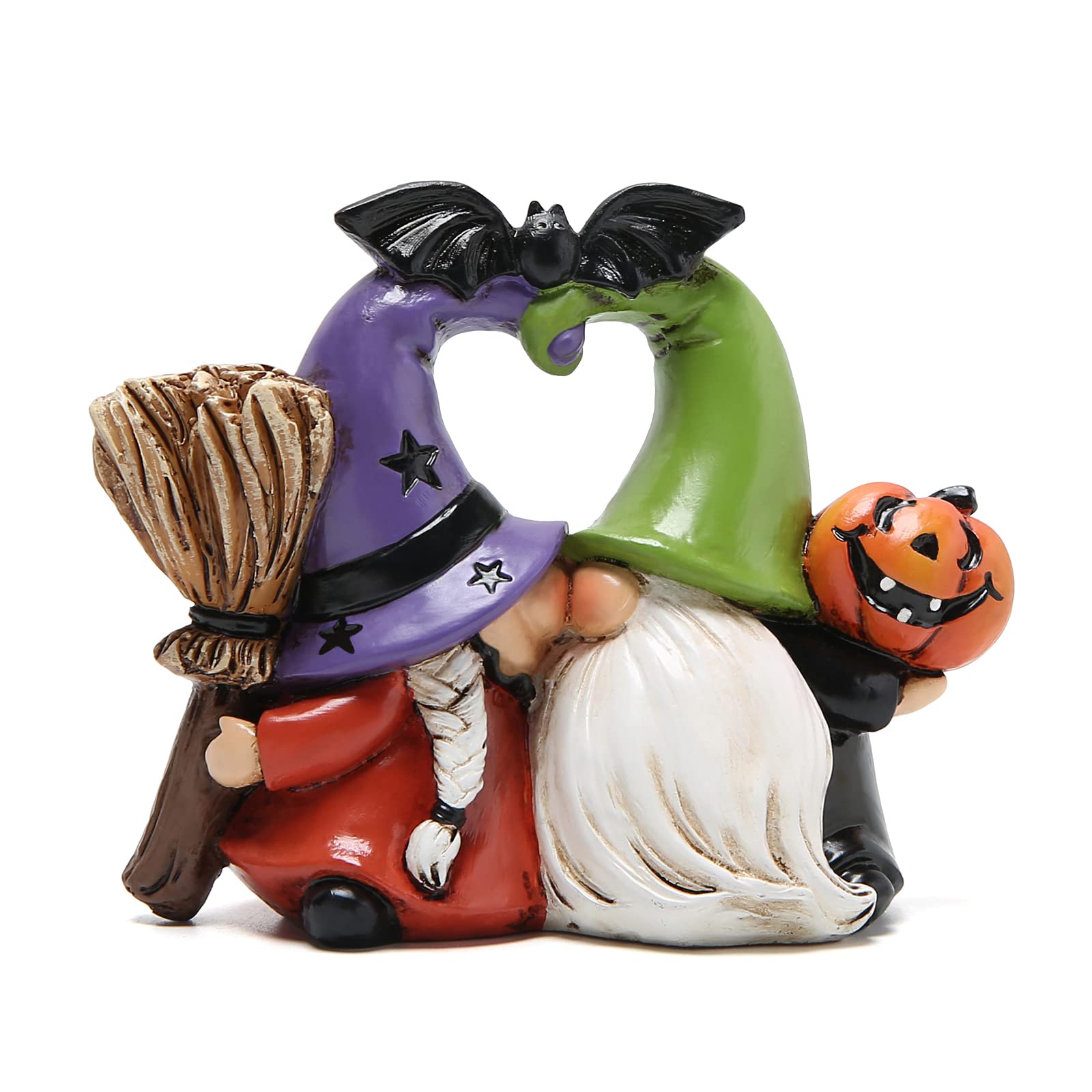 Hodao 3pcs Halloween Gnomes Decorations Handmade Scandinavian Gnome Figurines with Black Wing Boo Halloween Gnomes Figurines Decor Pumpkin Office Table Decorations Gifts